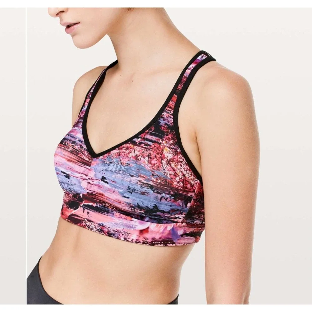 Lululemon Women Small Speed Up Dahliascape Sport Bra Floral Racerback Athleisure